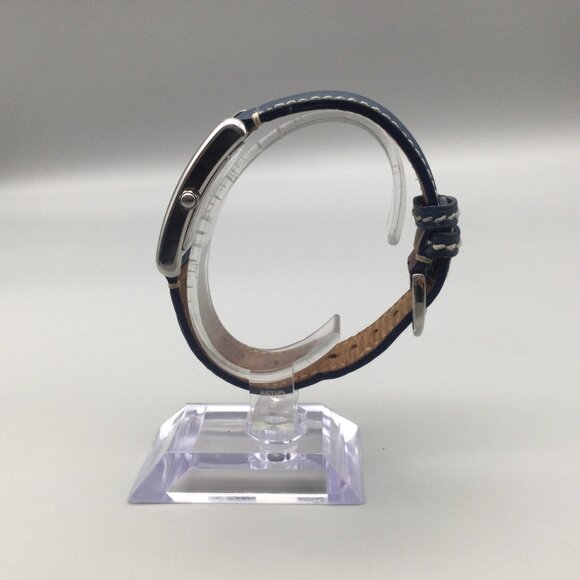 Coach Tank WatchWomen 25mm Silver Tone Blue Logo Dial Leather Band New Battery - Picture 3 of 15